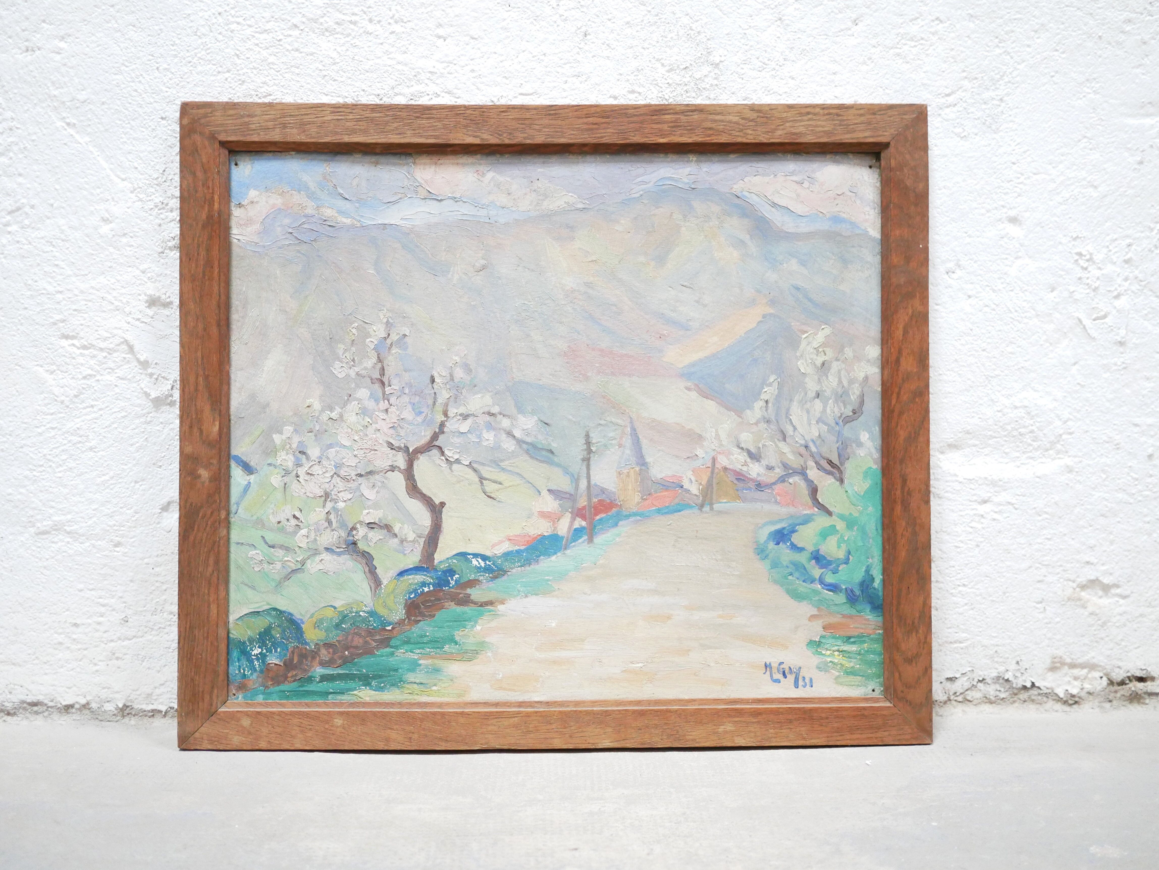 Old painting on panel signed M. Gay