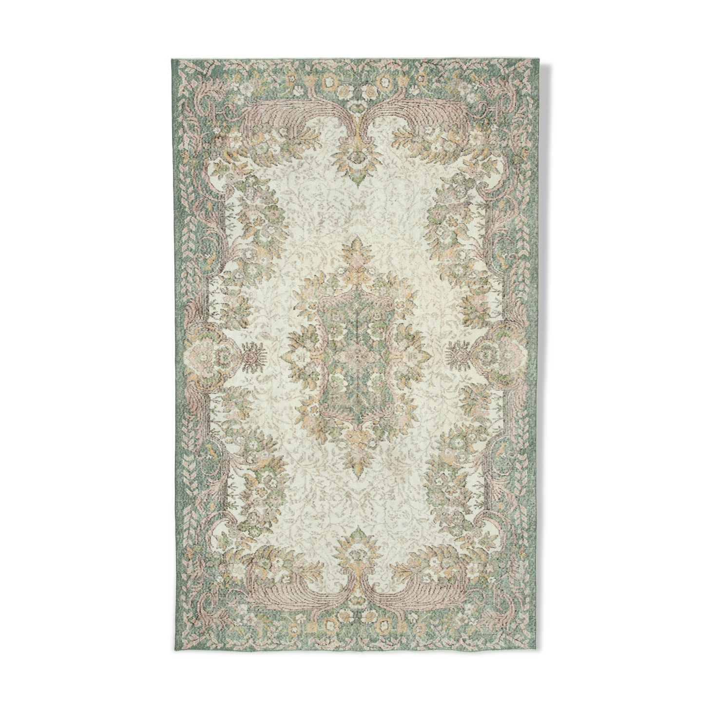 Hand-Knotted Decorative Turkish Beige Carpet 176 cm x 300 cm - 25022