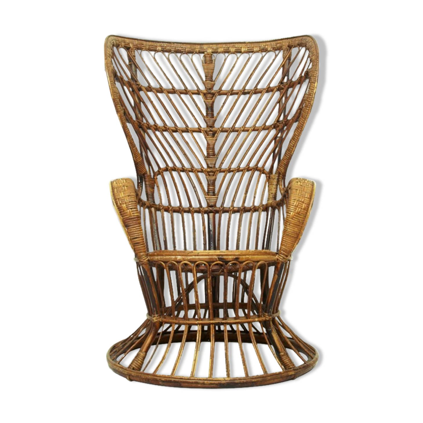 Vintage wicker lounge chair, italian 1950s