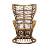 Vintage wicker lounge chair, italian 1950s