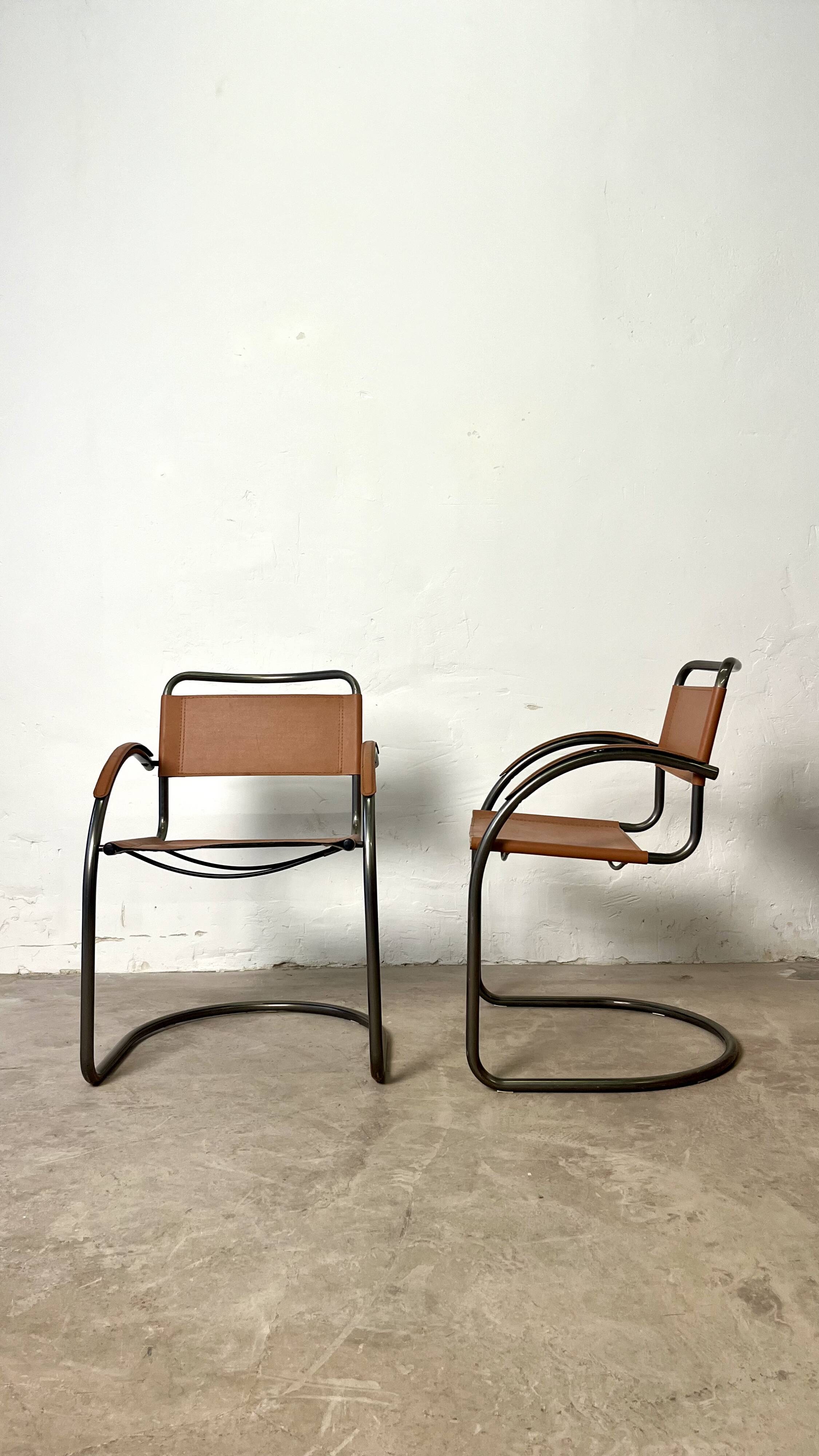 Pair of Effezeta camel cantilever armchairs, Made in Italy, 1970