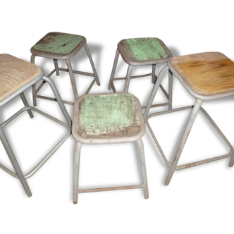 Lot 5 stools industrial origin 1950