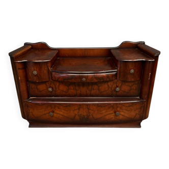 Art Deco chest of drawers in flamed mahogany with 5 drawers