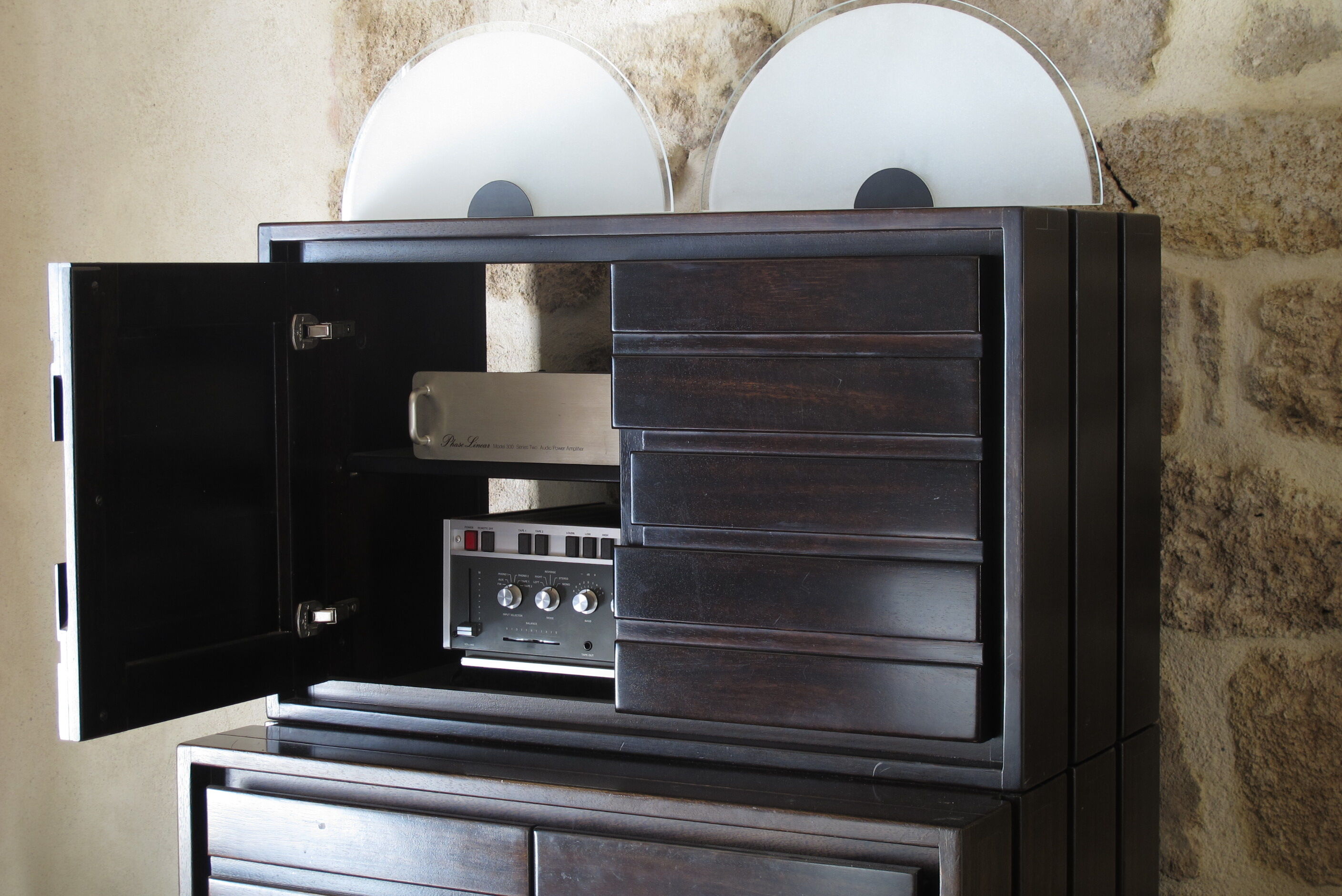 Solid two-door iroko bar furniture