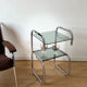 Vintage side table in smoked glass and chrome