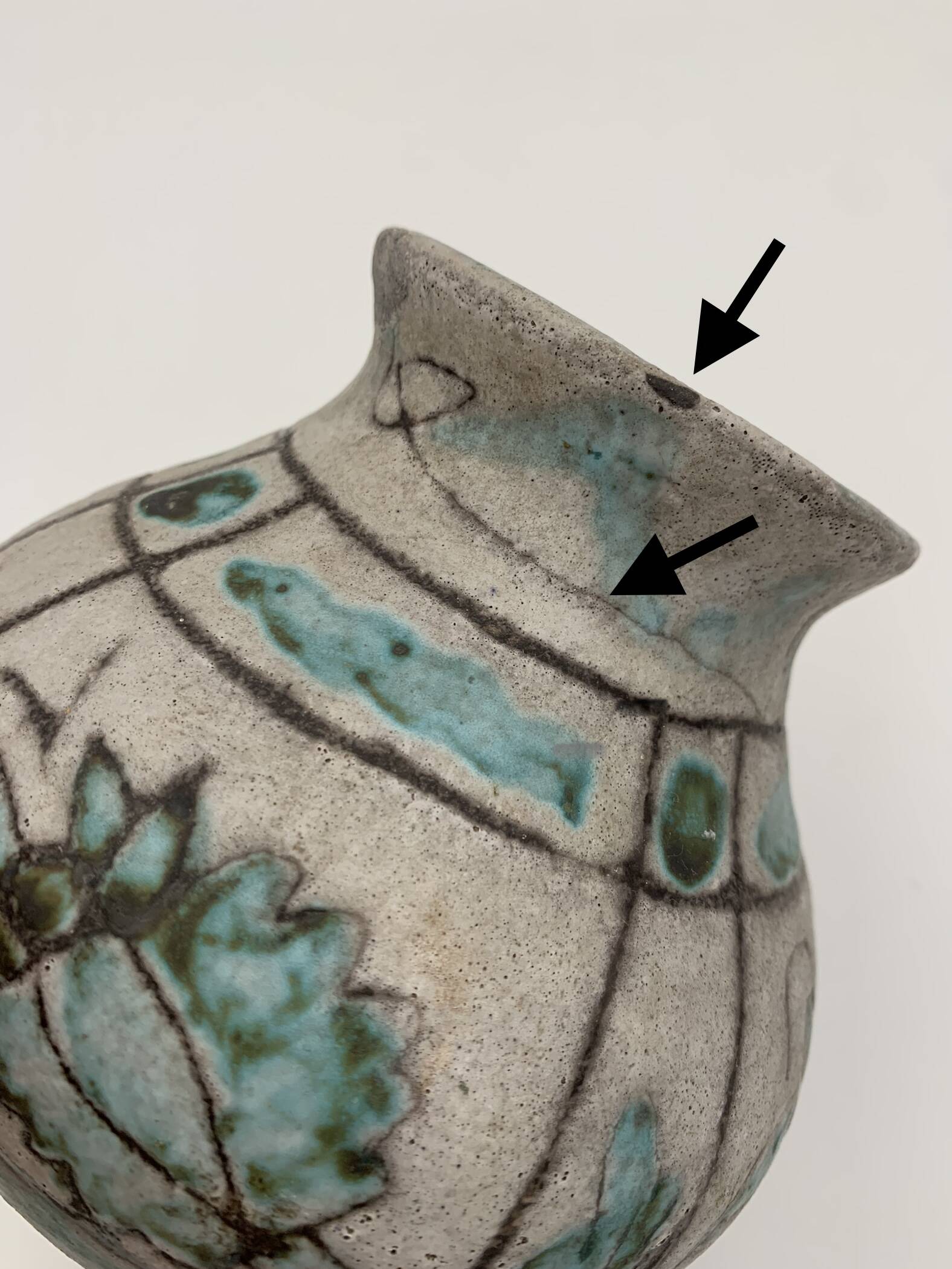 J. MASSIER, Vallauris - Antique enamelled stoneware vase - 1930s-1940s