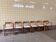 Set of six brutalist dining chairs in pine
