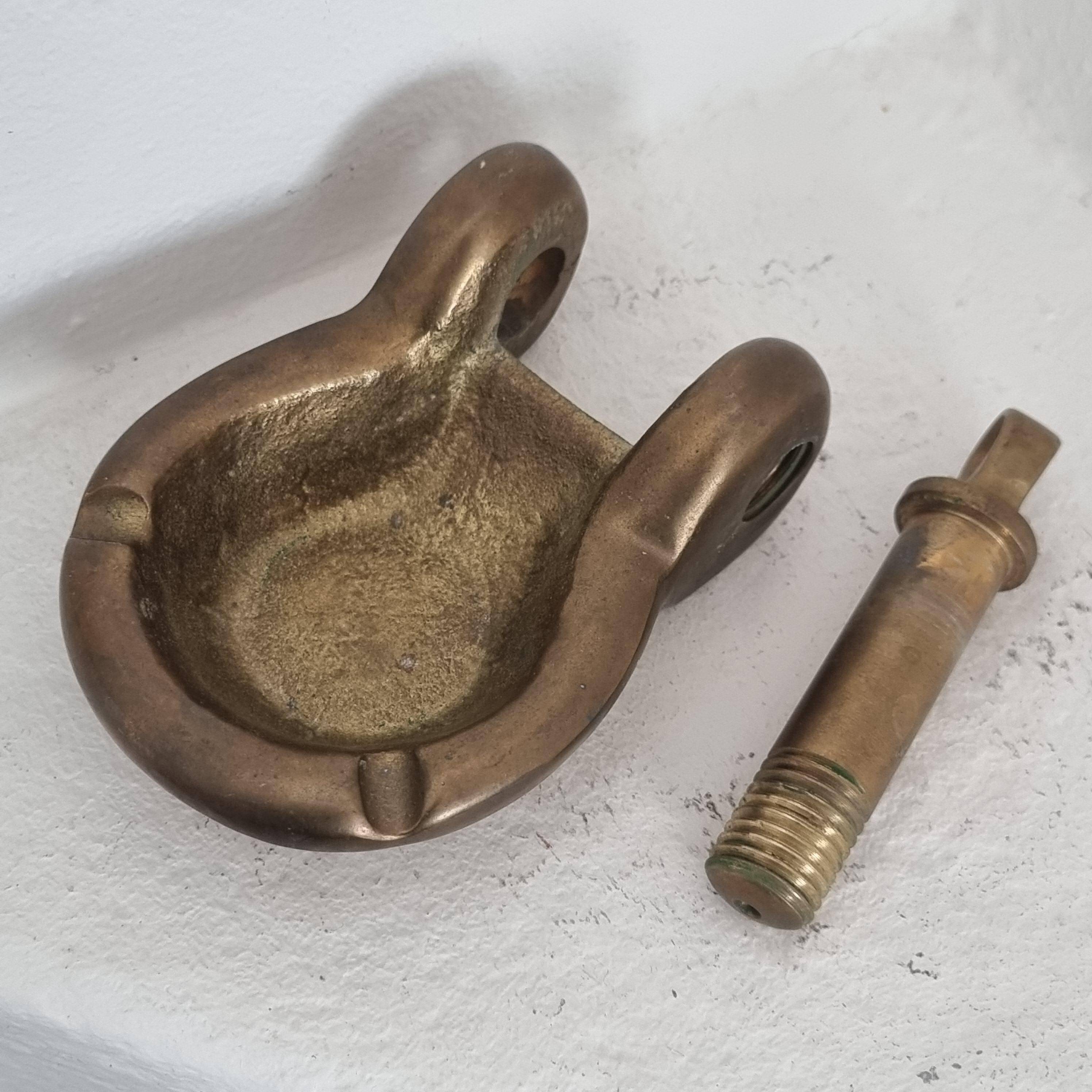 Clevis armrest ashtray in solid brass, nautical, 1950s/60s