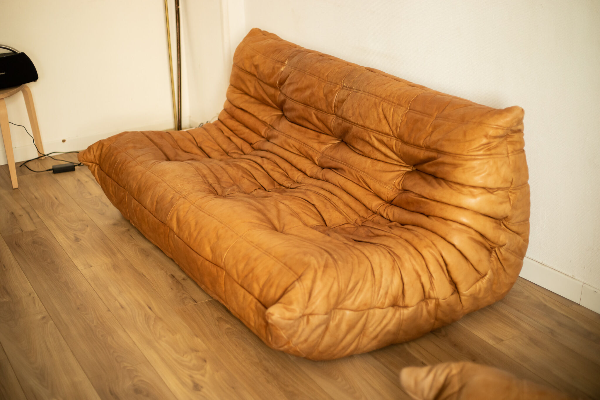 Togo 3-seater sofa and leather chair By Michel Ducaroy for Ligne Roset