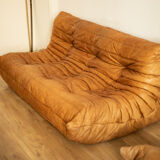 Togo 3-seater sofa and leather chair By Michel Ducaroy for Ligne Roset