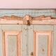 Old art deco cabinet in original turquoise-pink patina Burmese teak