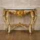 Louis XV style console – Cream and gold lacquered wood – Marble top