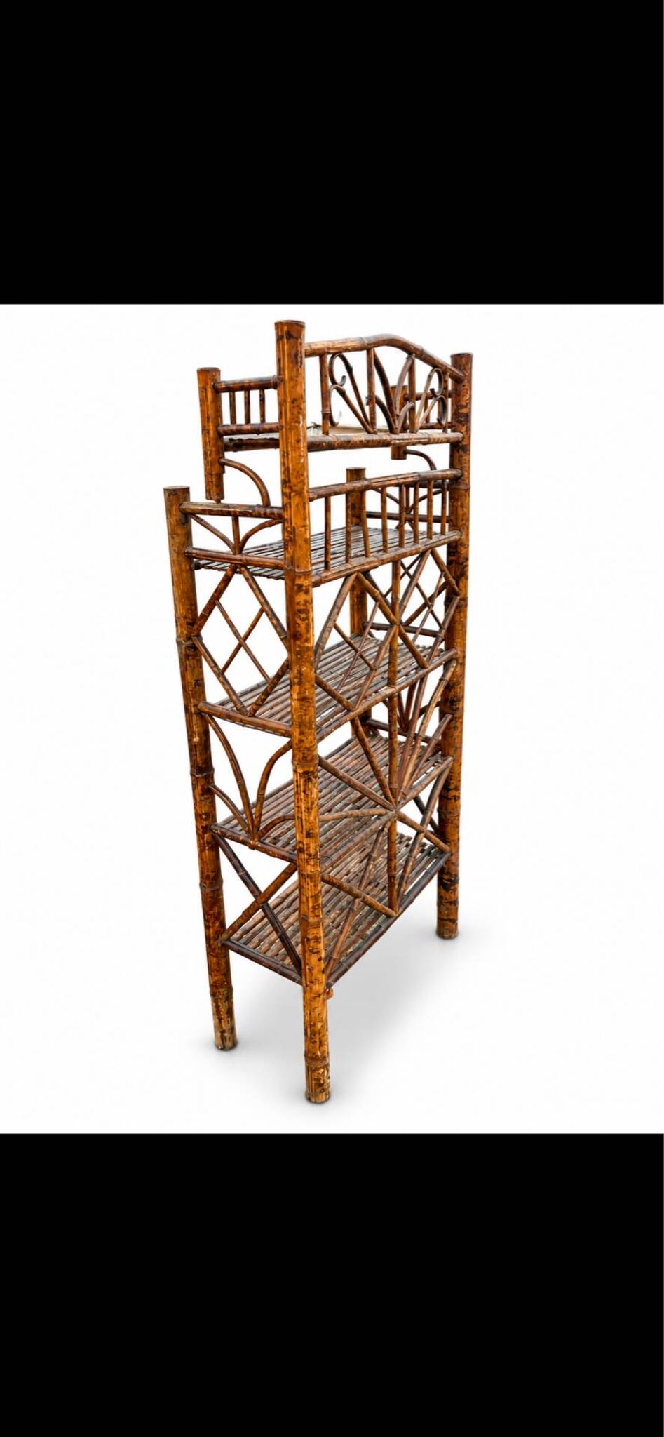 Étagère ancienne en bambou à 4 niveaux – Style japonisant