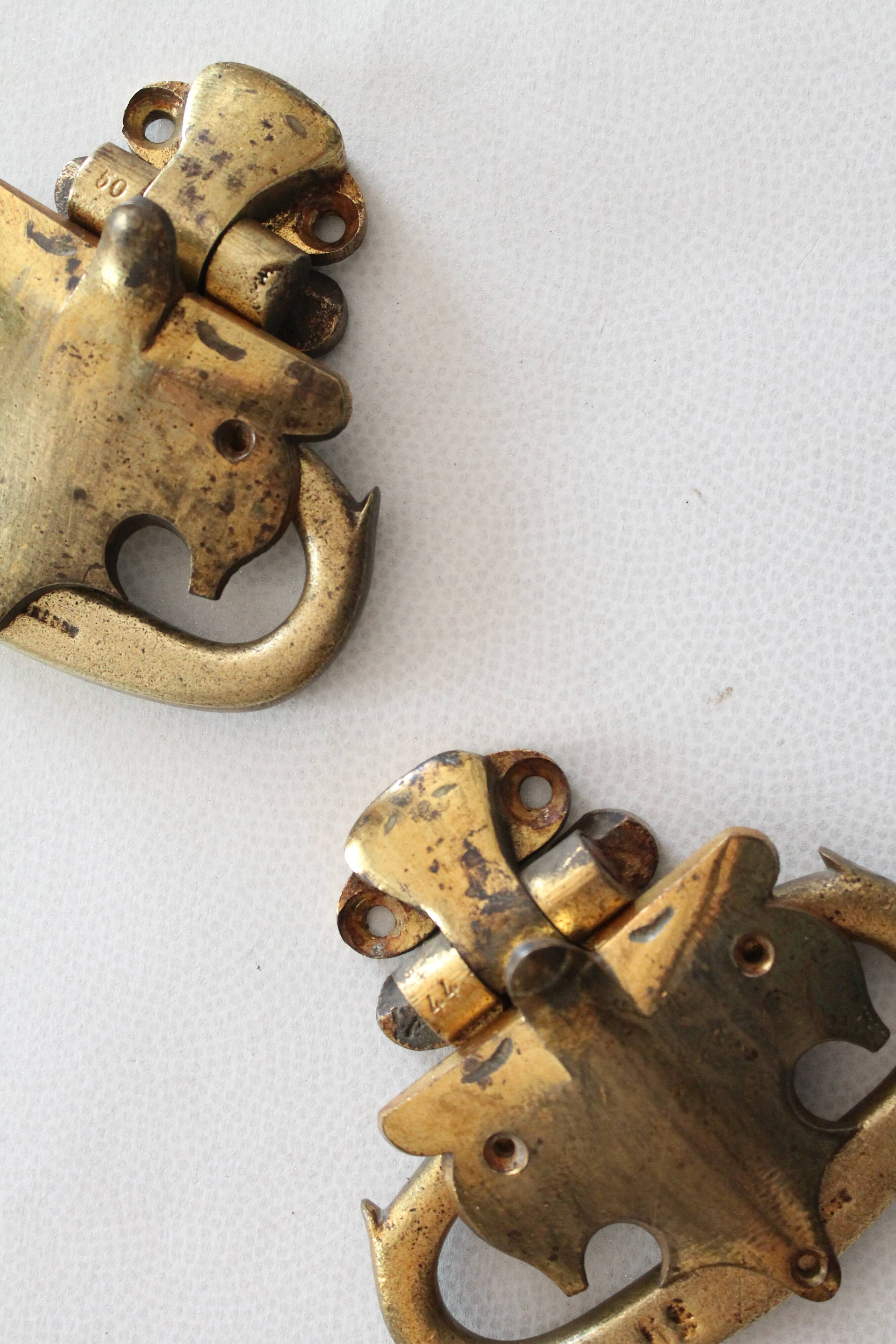 Large antique piano handles, old bronze, hardware.