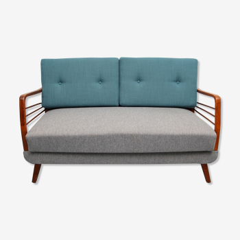 1950s sofa/daybed in grey and petrol