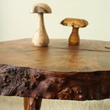 Vintage brutalist wood tree stump side table