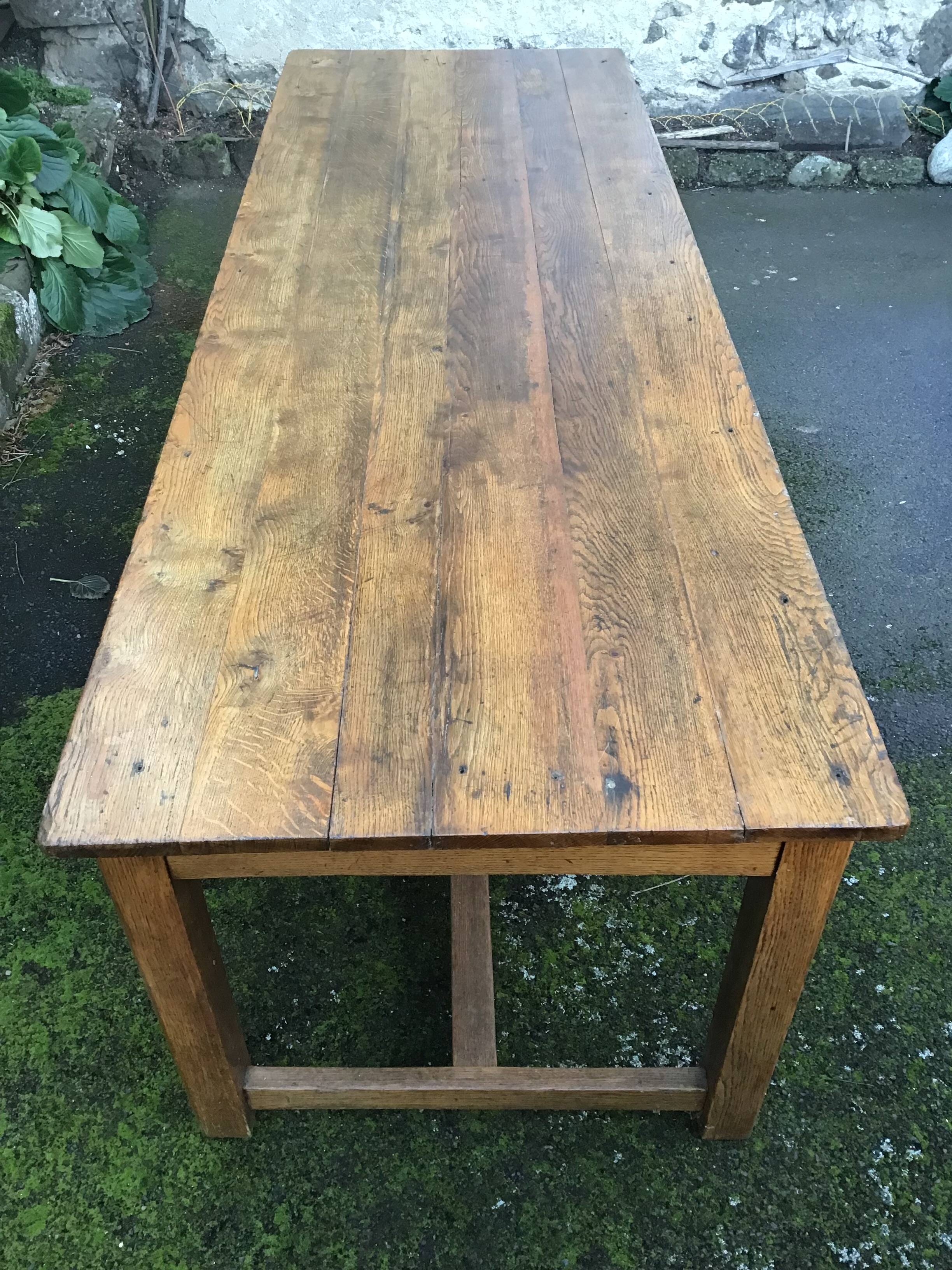Farmhouse table with 2 solid oak benches