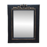 Miroir vintage en bois noir et doré à fronton – style Napoléon III