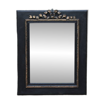 Miroir vintage en bois noir et doré à fronton – style Napoléon III