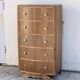 High Art Deco chest of drawers with moustache legs, raw walnut, 1930.