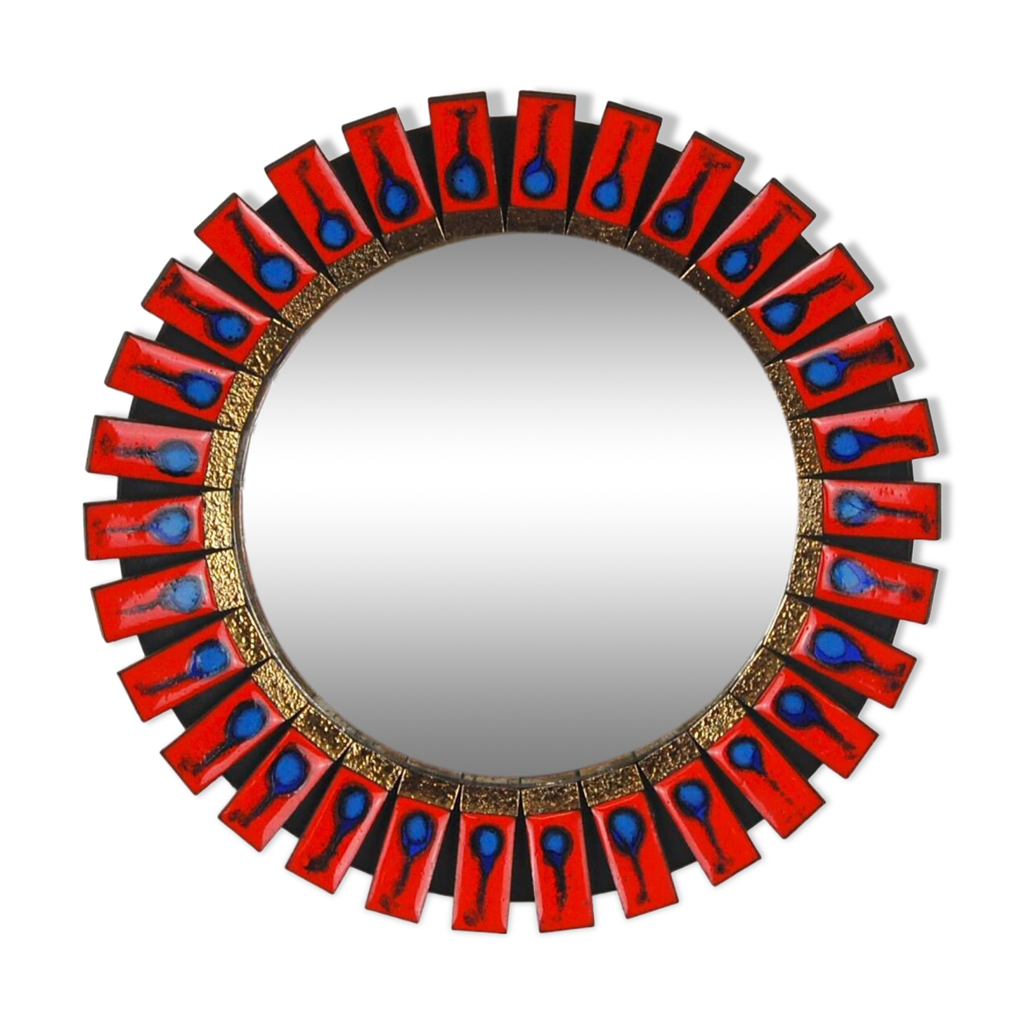 Vintage convex & ceramic sun mirror