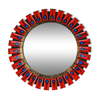 Vintage convex & ceramic sun mirror