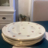 Dessert plate and porcelain dish with a multicoloured floral pattern vintage.