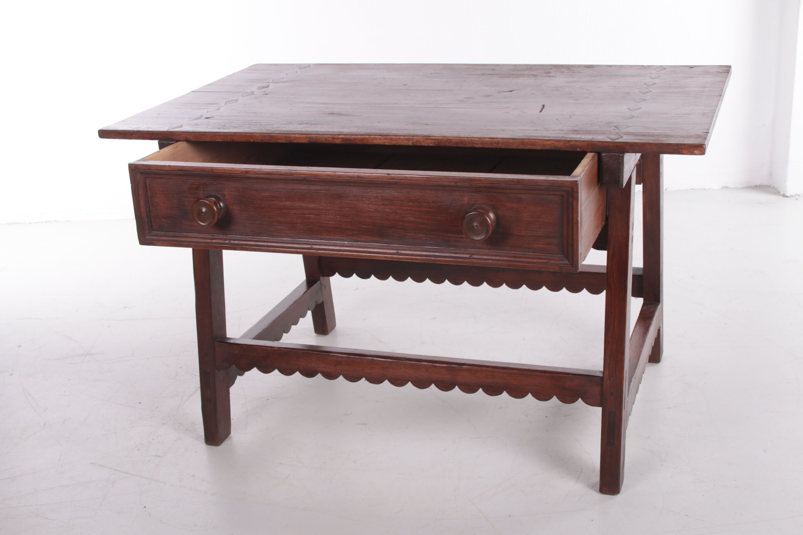 Brutalist 19th century Spanish wooden payment table or side table