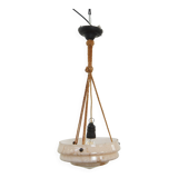 Vintage soft pink marbled glass Art Deco design pendant lamp