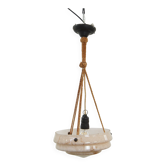 Suspension vintage design Art Déco en verre marbré rose tendre