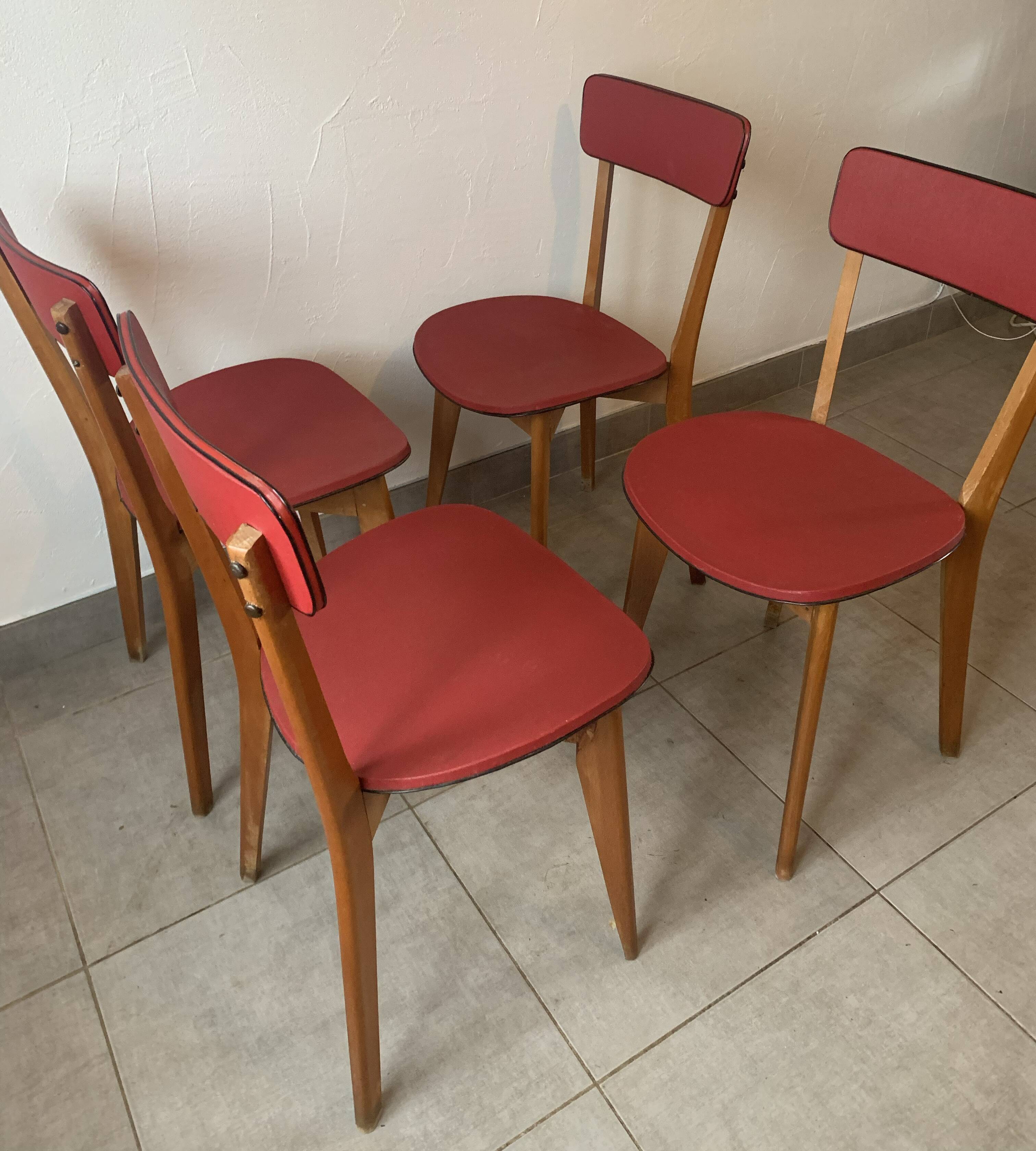 Set de 4 chaises bistrot vintage, années 50 (Taille adulte)
