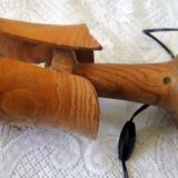Lampe à poser en bois taille dans la masse y compris l'abat jour design 70/80