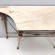 Vintage walnut console with a portuguese pink marble top and brass frame, italy