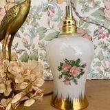 Vintage tulip ride in white opaline drawings of roses