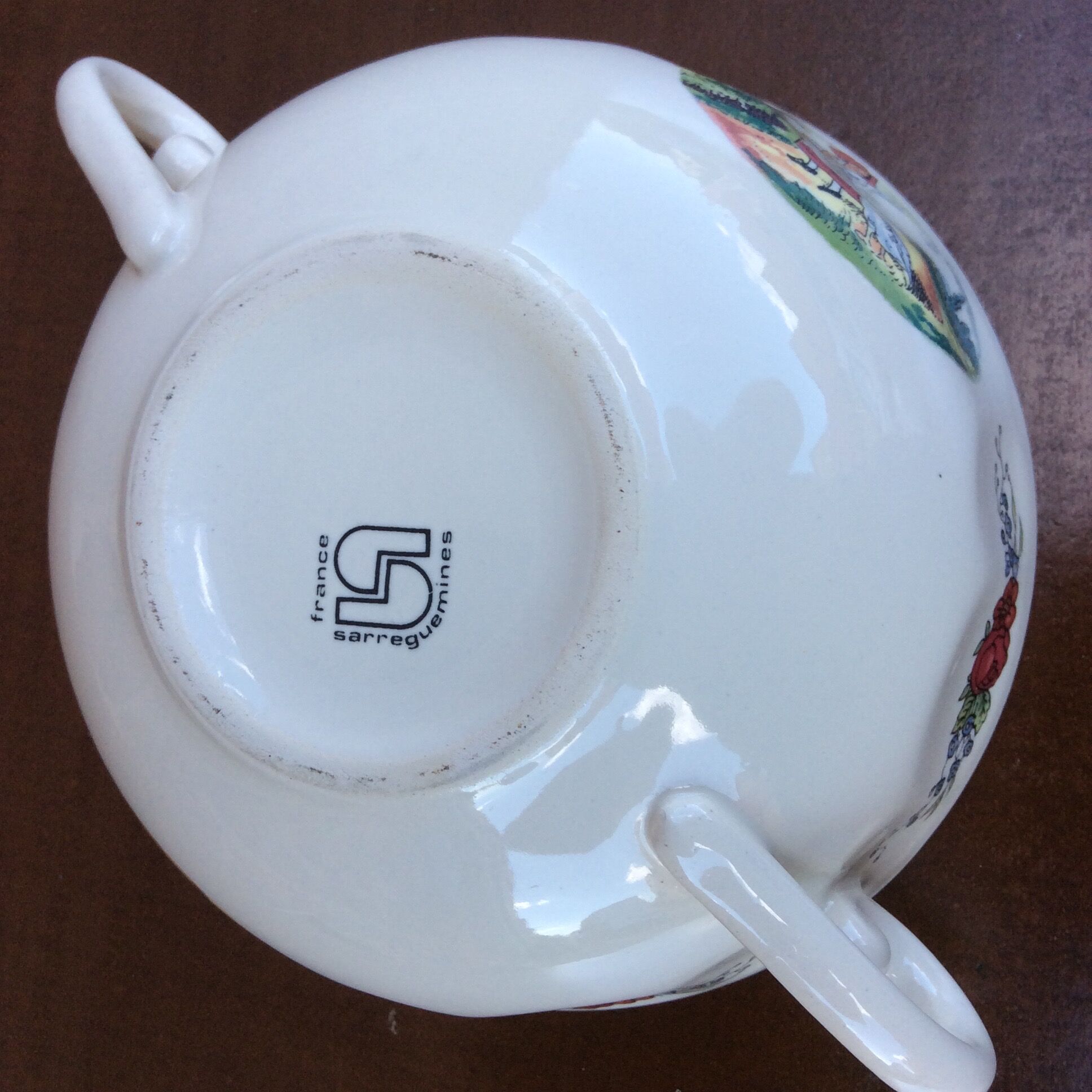 Rare set of 12 bowls with 2 handles Obernai Sarreguemines Lux