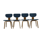 Ensemble de quatre chaises de salle à manger UMS Pastoe conçues par Cees Braakman
