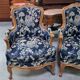 Pair of Louis XV style armchairs with Japonese tapestry.