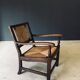 Low Arts & Crafts Oak & Rush Armchair, Belgium 1920s