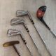 Chariot, sac et clubs de golf vintage
