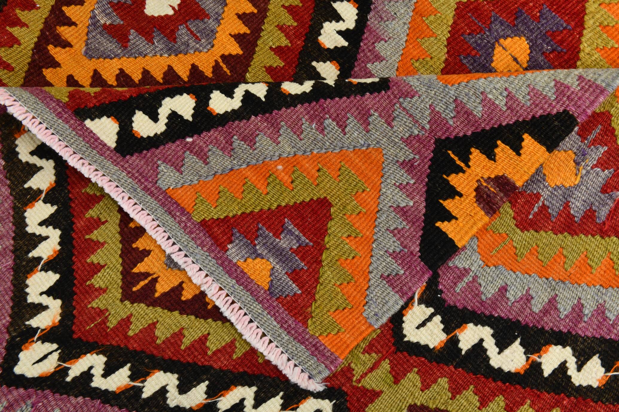 6x8 Multicolor Geometric Style Anatolian Vintage Kilim Rug, 177x236Cm