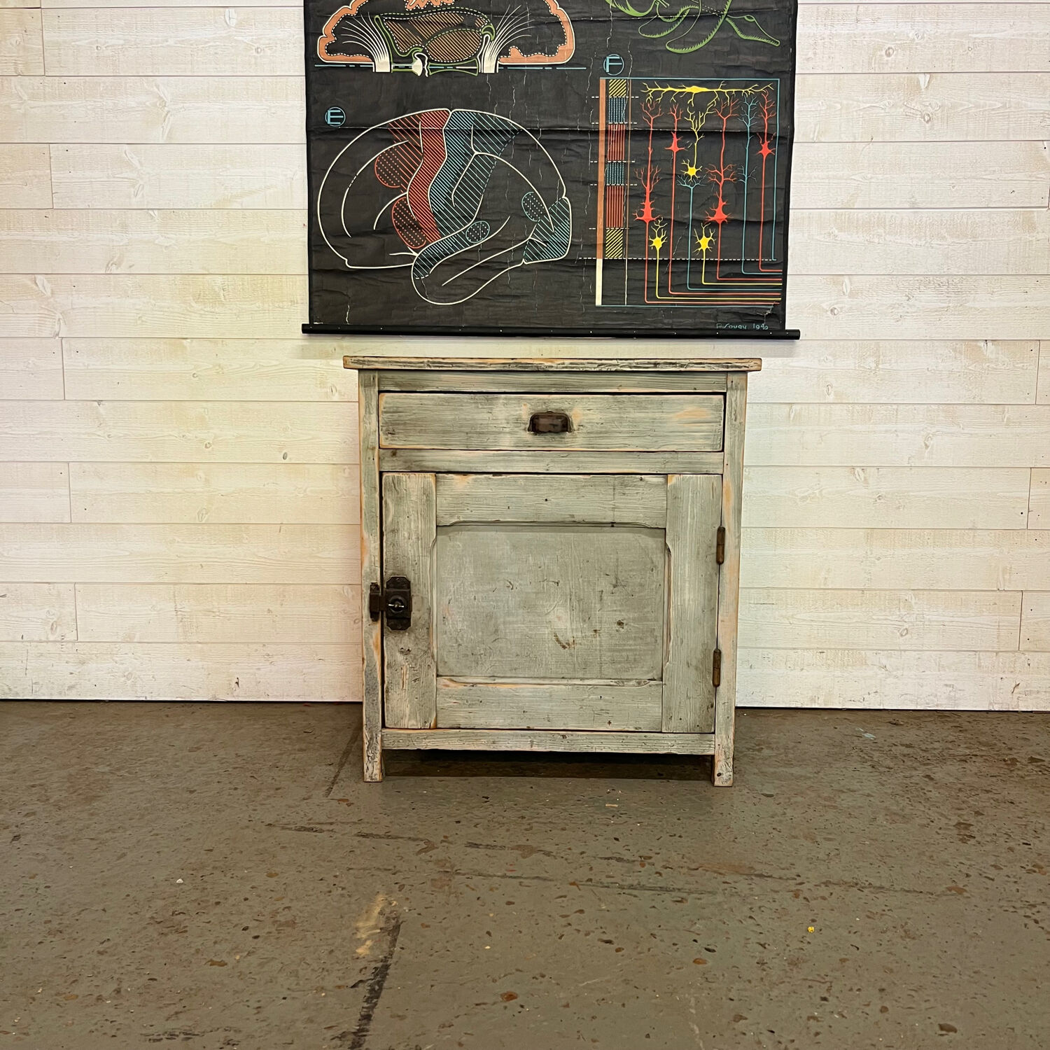 Buffet d’atelier patiné
