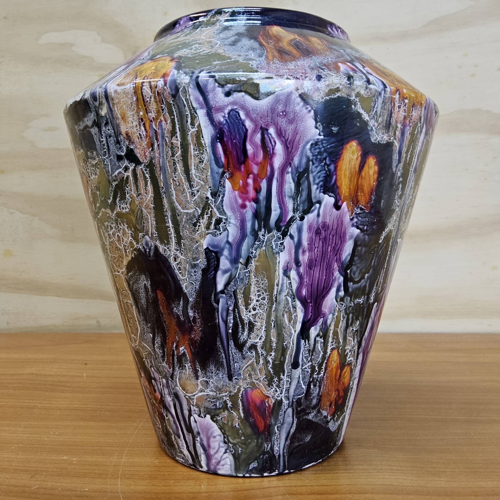 Vintage West Germany Scheurich Vase 507/20 Multicoloured Drip