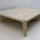 Table basse italienne en travertin avec incrustations en laiton, années 70