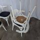 Ensemble de 6 chaises de salle à manger vintage en bois courbé blanc / fauteuil de style Thonet des années 1970