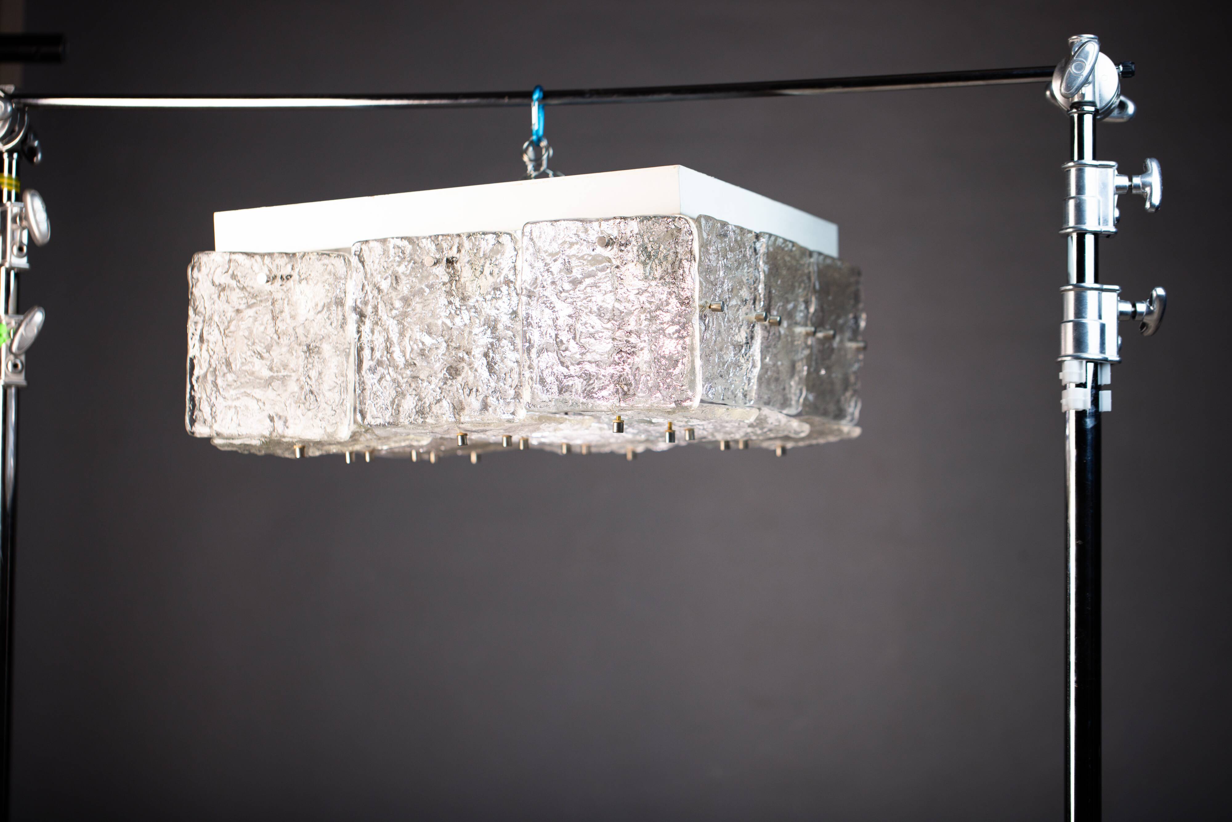 Large Vintage J.T. Kalmar Glass Flush Mount - 1960s Austrian Ceiling Light