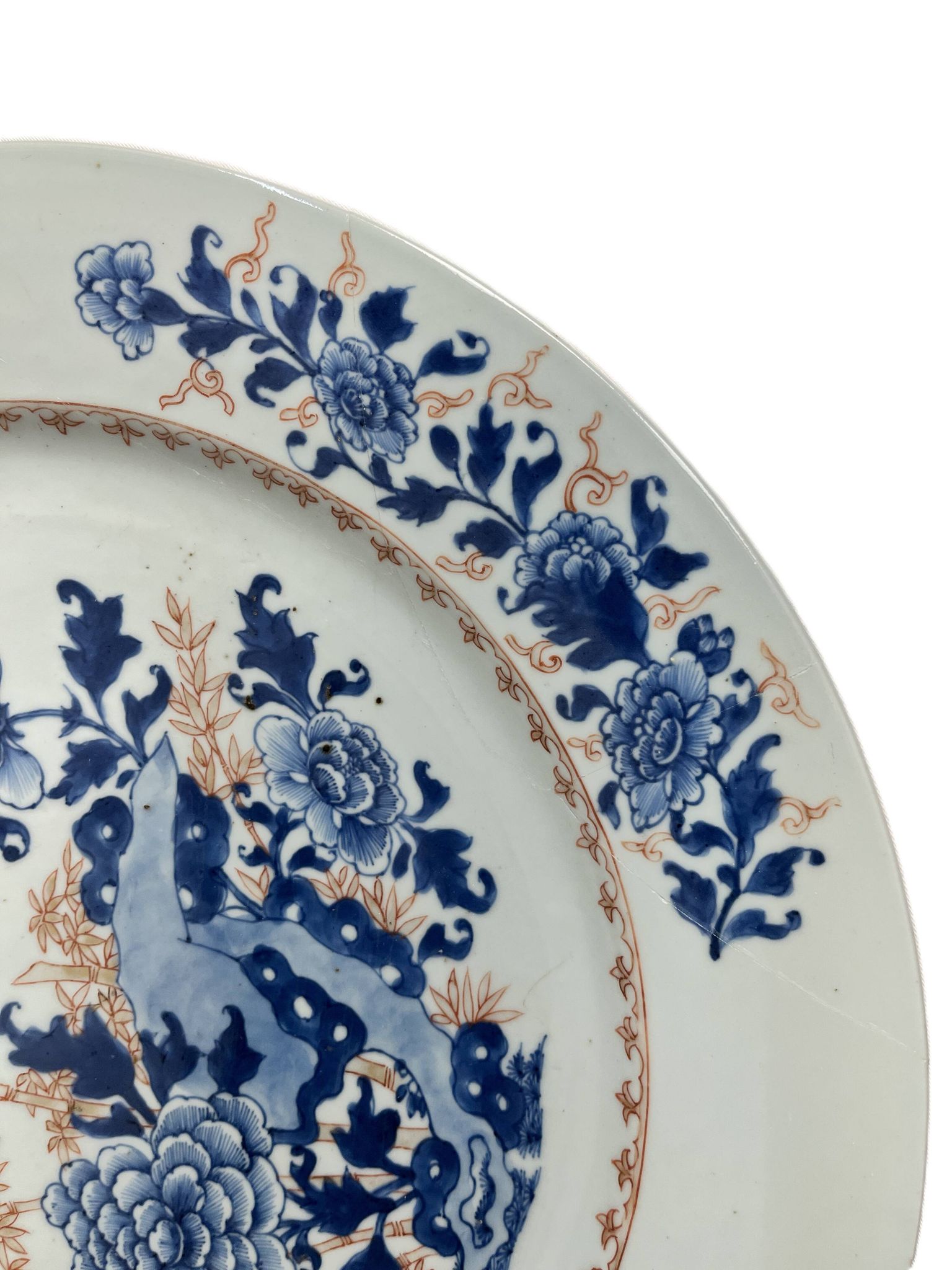 Japan, Imari porcelain plate with bamboo and peonies, 19th century.