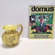 Postmodern Yellow Opaline Hand Blown Glass Jug with Murrines and Silver Flakes