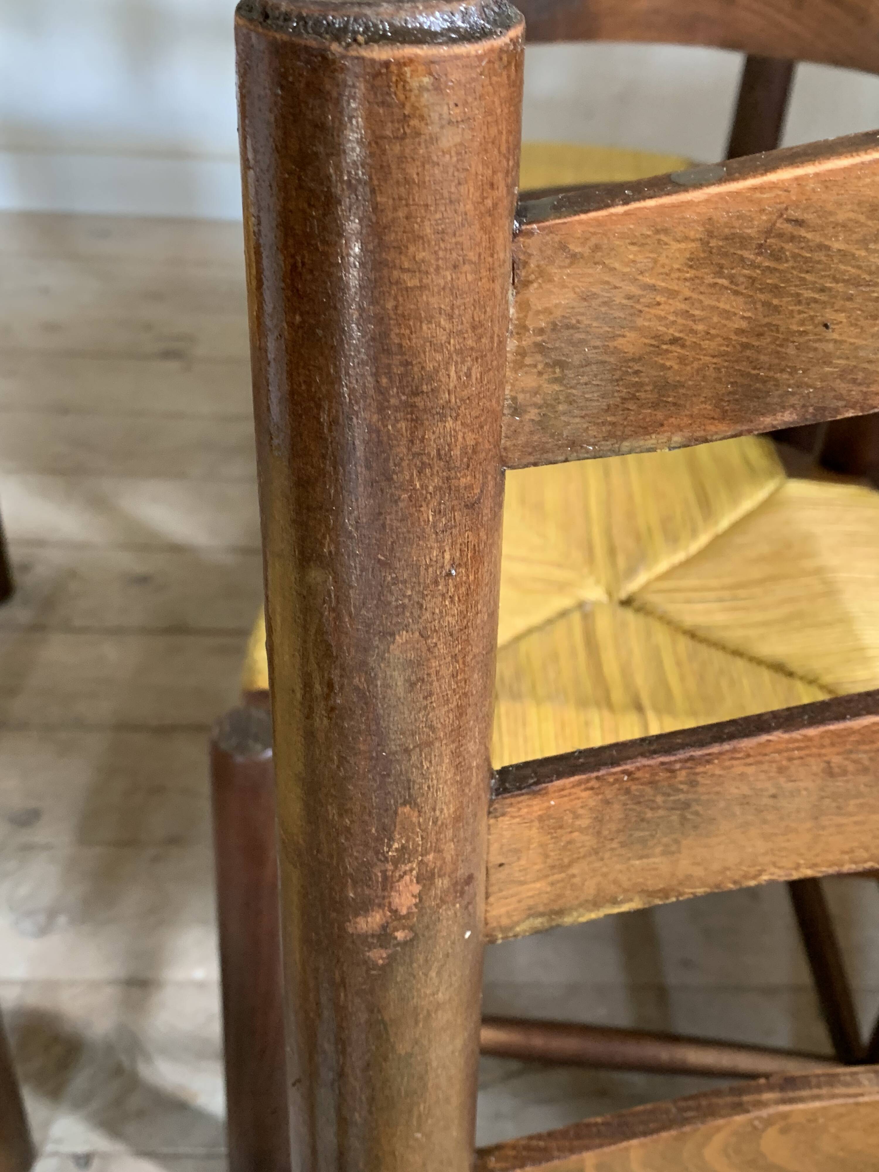 Chaises vintage de Georges Robert en paille - lot de 6