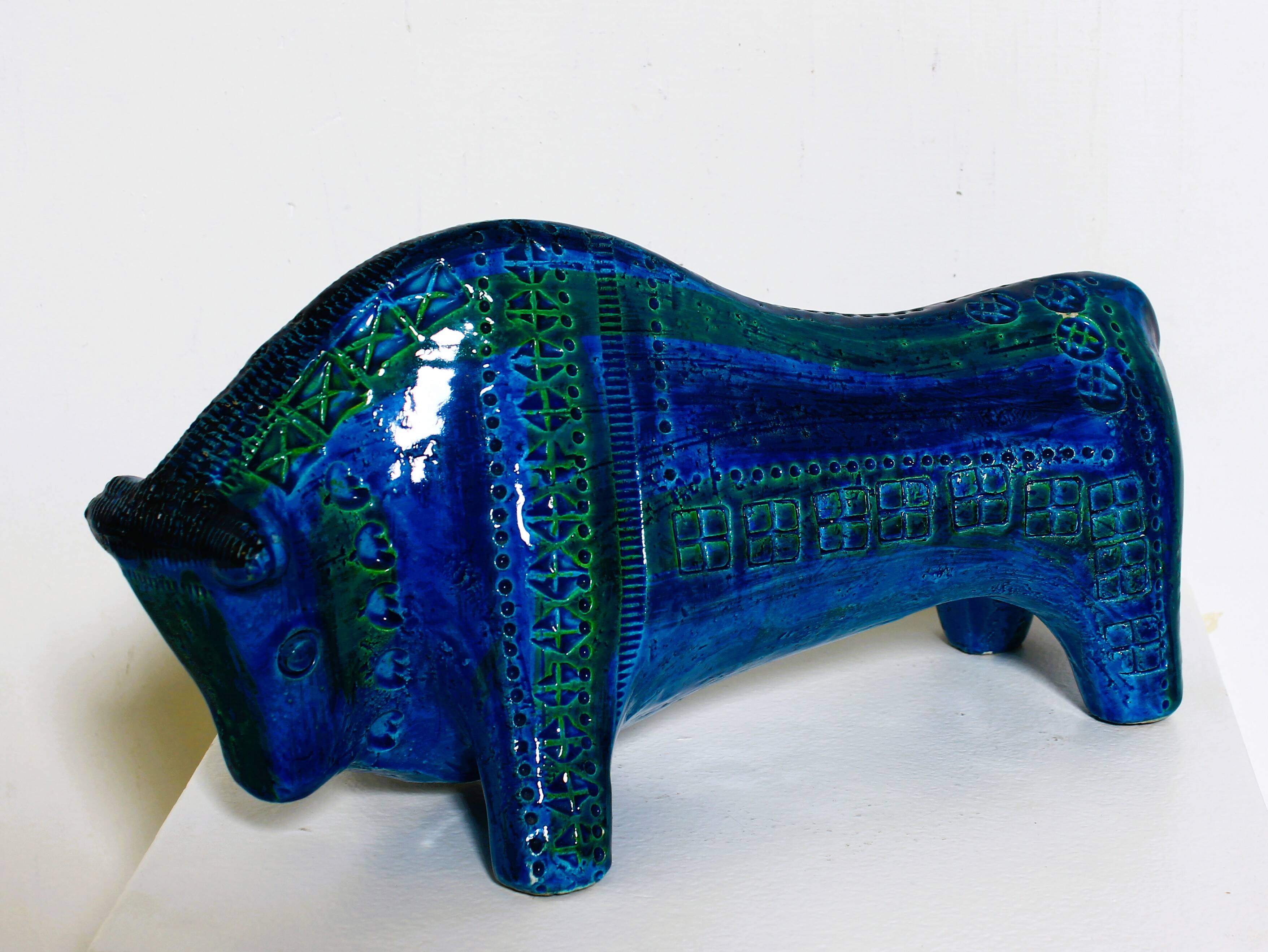 Aldo Londi Bitossi Rimini Taureau Bleu Italie, années 1960