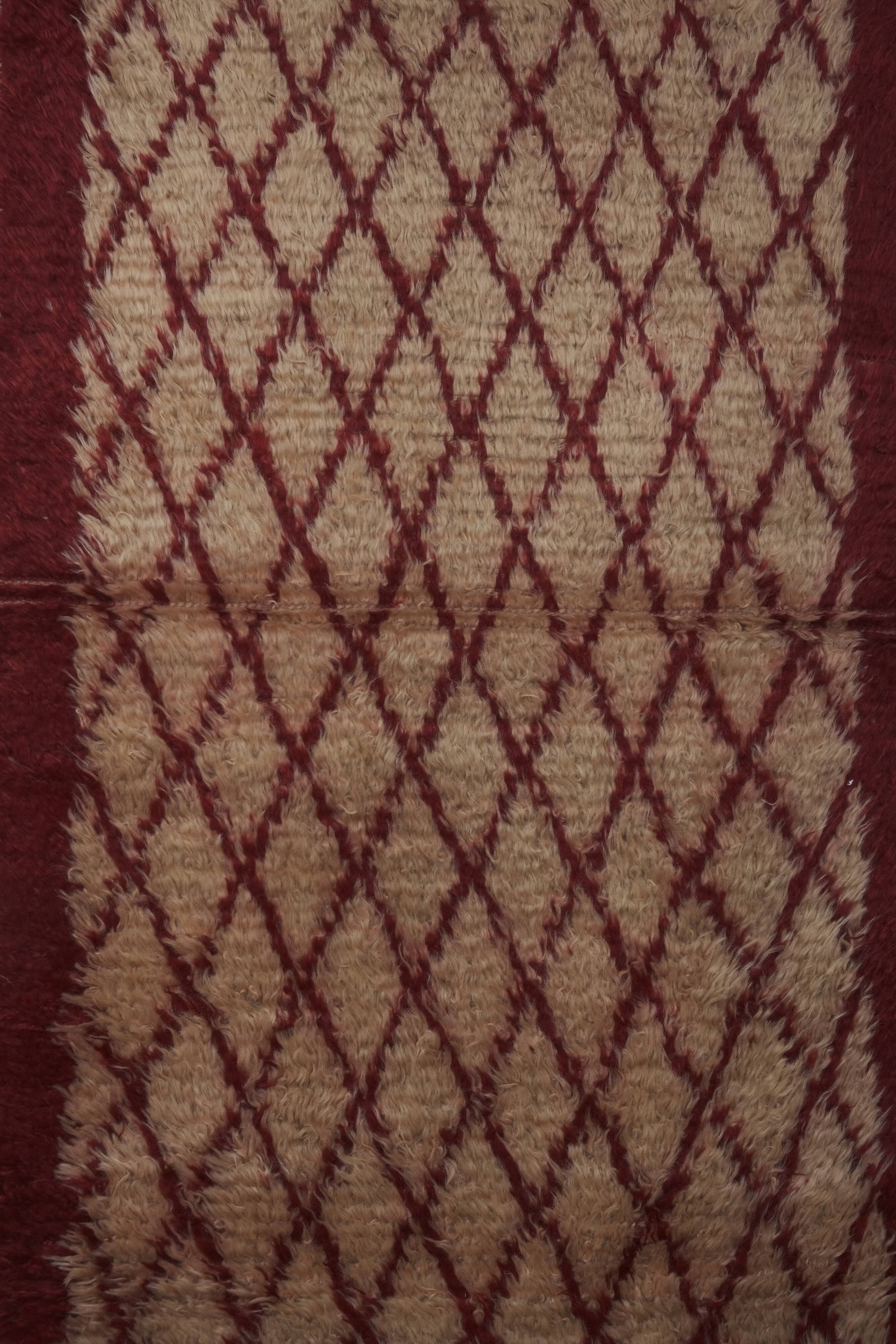 Vintage organic woon brown angora mohair tulu rug runner 2.8 x 6.8 ft